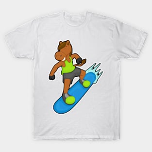 Horse as Snowboarder with Snowboard T-Shirt